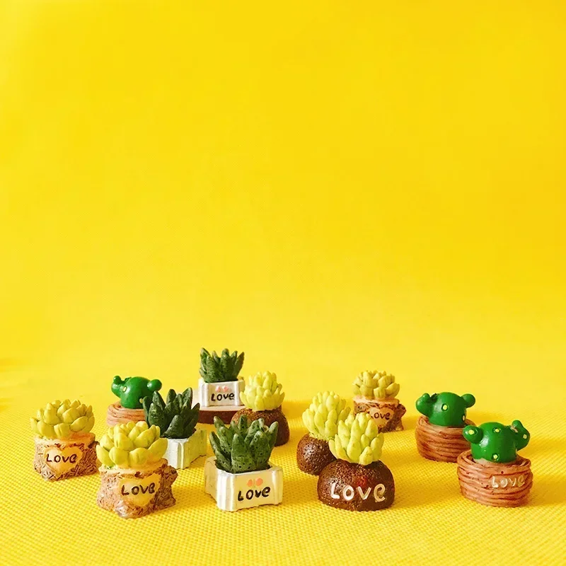 New 10 pcs resin succulents plants/doll house//miniatures/lovely cute/fairy garden gnome/moss terrarium decor/crafts/bonsai