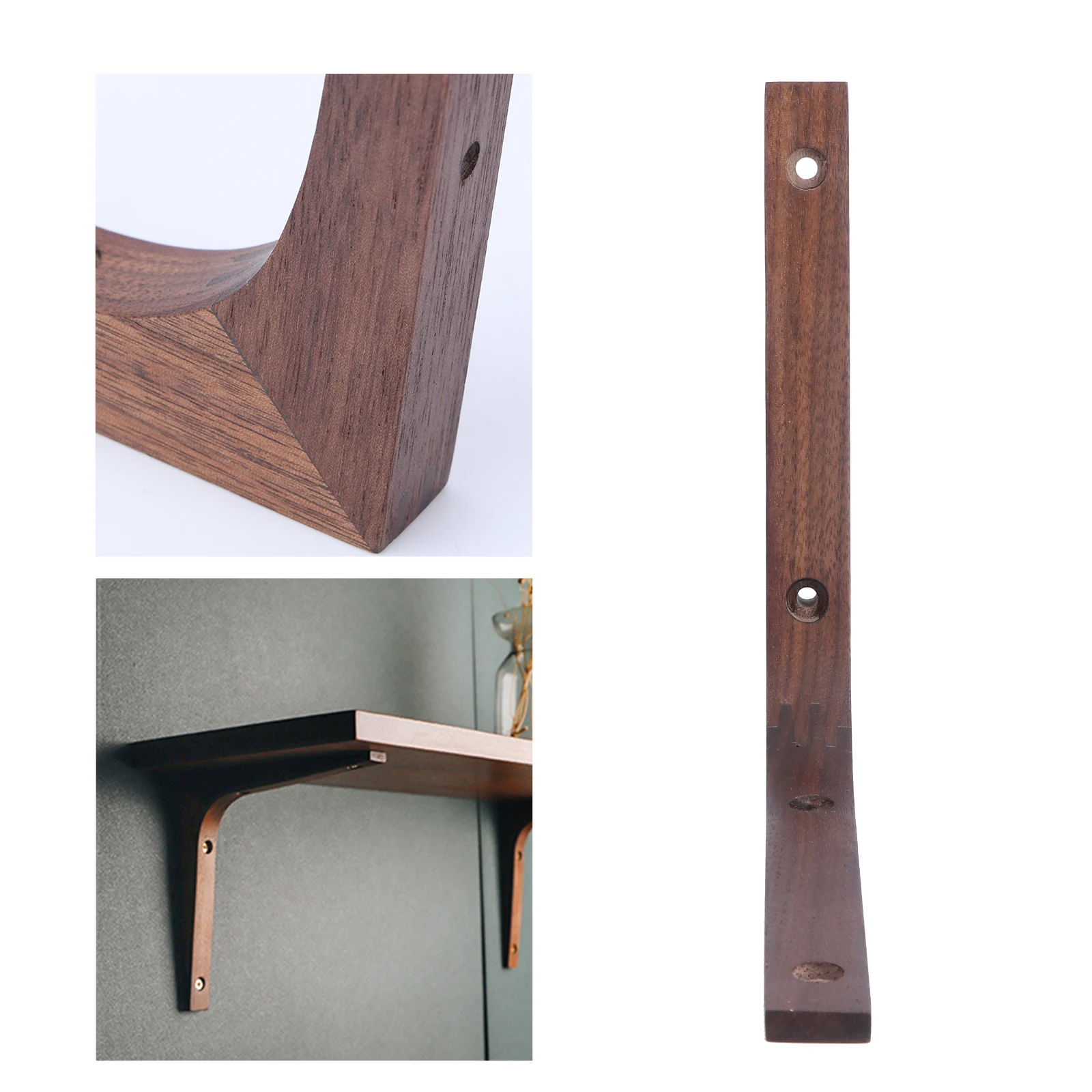 الصلبة الخشب الجرف بين قوسين الجوز الأسود دعم للأرفف العائمة الحائط حامل اكسسوارات الديكور المنزل الأجهزة تصاعد
