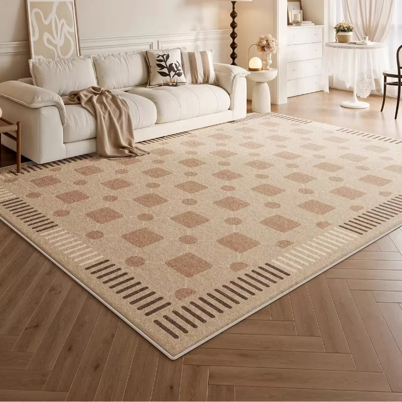 VIKAMA Nordic Style Geometric Living Room Rug Off White And Grey Diamond Pattern Design Bedroom Ins Style Home Decor Rug