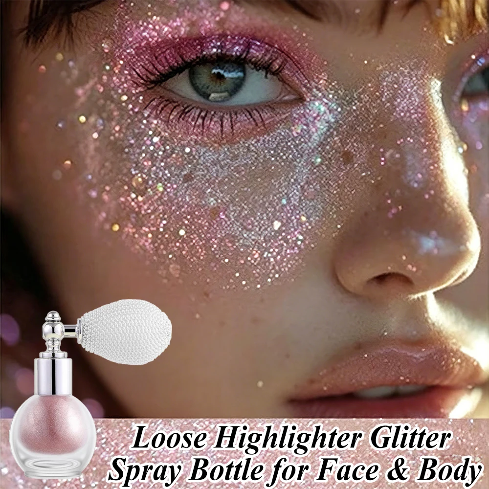 Refillable Glass Powder Spray Bottle Travel Portable Body Glitter Hair Fibers Perfume Spray Container With Knitted Air Pump view 3