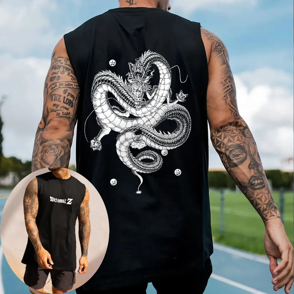 

Dragon Ball Men's Vest Tank Top Shenron Summer Japanese Anime Spring and Autumn Sports Fitness Casual Trendy Sleeveless Top