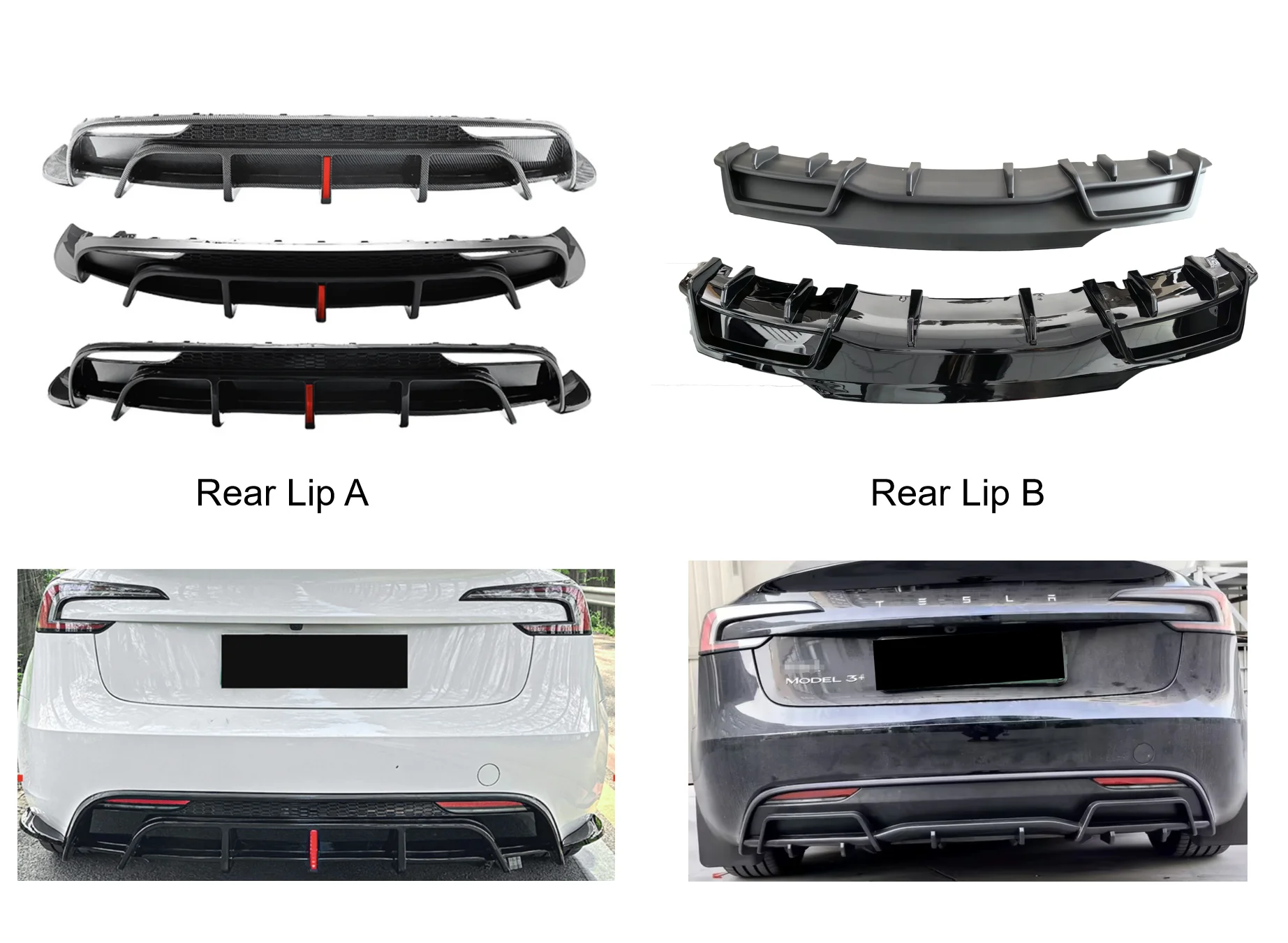 Diffuser for Tesla Model 3 2024 Highland Bumper Cover Lower Lip Spoiler Valance Protector Body Kits