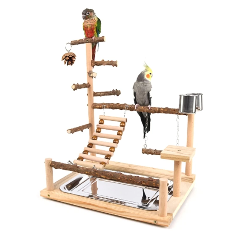 Bird Perch Stand Food Tray Summer Ladder Nest Snuggle Hideout Toy Playing A0KF