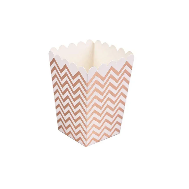 12pcs Rose Gold Stripe Popcorn Boxes for Parties