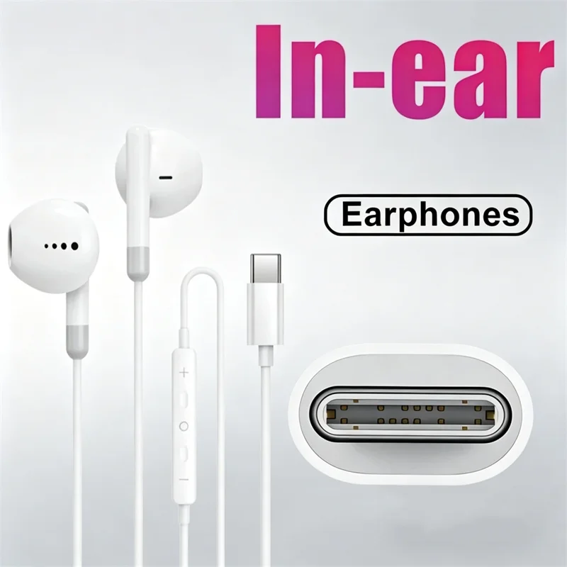 Auriculares HIfi para Apple iPhone 15 Pro Max, auriculares intrauditivos con micrófono, auriculares con cable para Samsung, Huawei, Xiaomi, USB-C