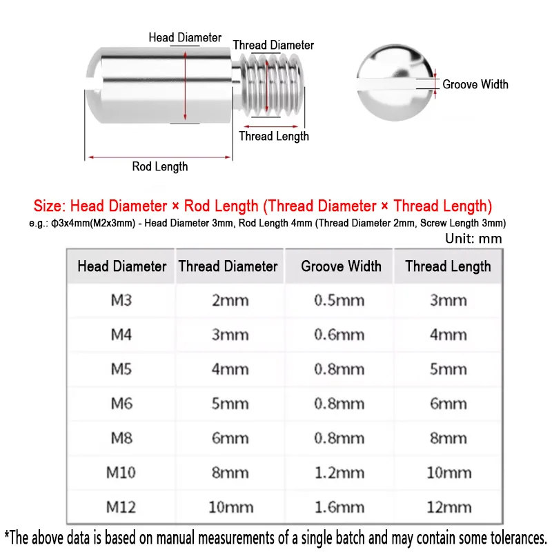304 Stainless Steel Slotted Cylindrical Dowel Pin External Thread Locating Stud Rod Assortment 3mm 4mm 5mm 6mm 8mm 10mm 12mm