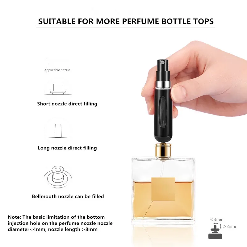 5ml Mini Perfume Spray Bottle Portable Travel Rotate Bottom Direct Charge Bottles Refillable Atomizer Liquid Empty Container