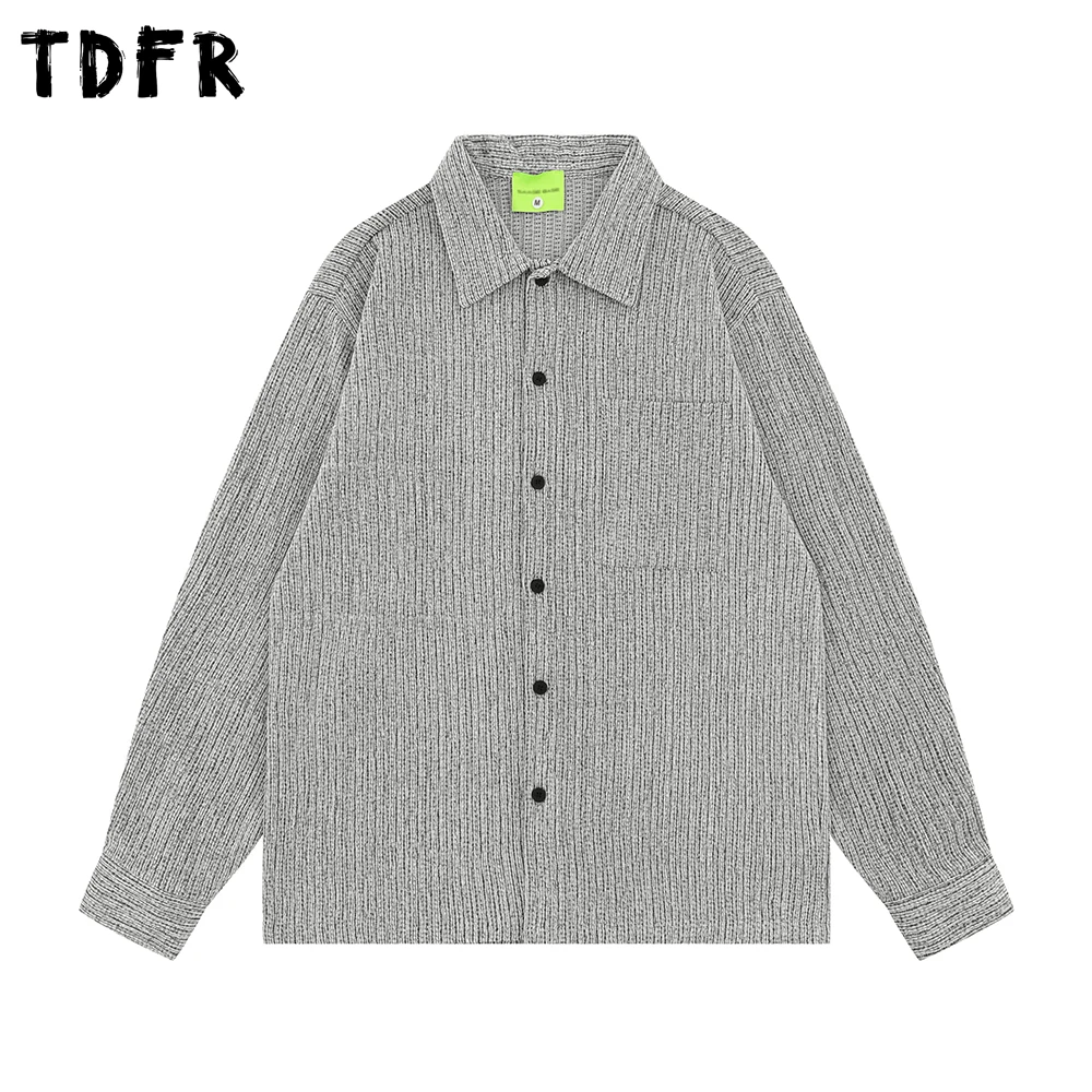

Retro Pocket Lapel Long Sleeve Shirts Mens Autumn Casual Loose Single Breasted Shirts Man Tops