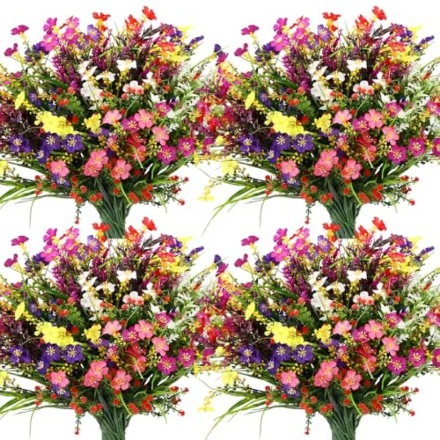 

Pcs Artificial Flowers for Outdoor Faux Wildflower Plants UV Resistant Artificial Daisy Lavender Fake Plastic Greenery for Spri
