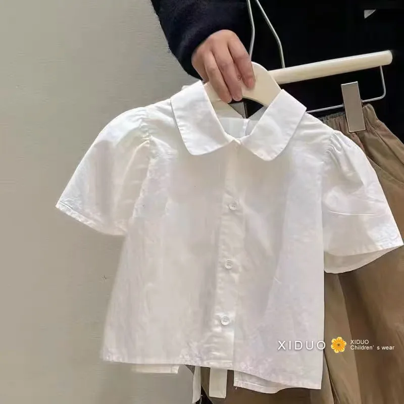 

Girls' Set Summer Children's Sweet Collar Design College Style Shirt Loose Shorts 2-piece Set
