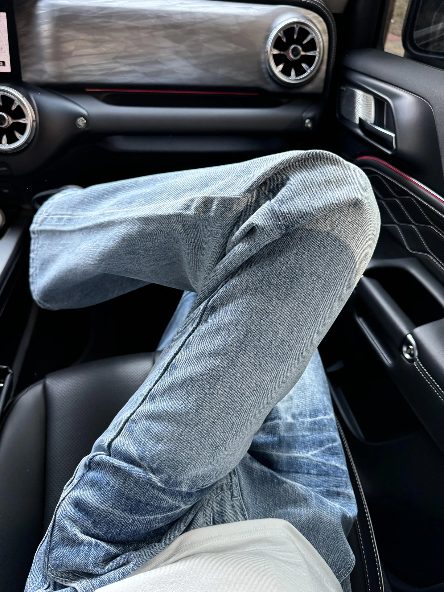 

Cleanfit Men's Straight Leg Jeans Waed Blue Lightning Pattern High Street American Sle Micro Flare Pants Cotton Polyester...