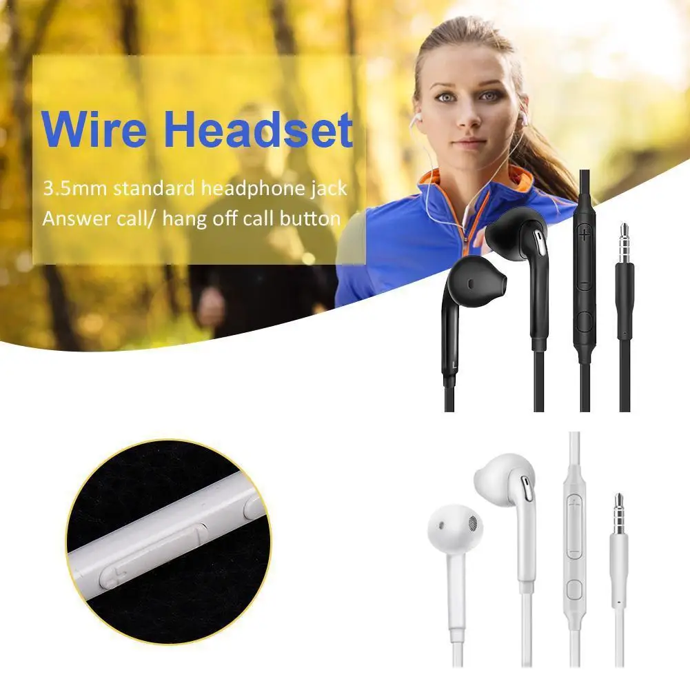 3.5mm Wired Earphone Microphone Wire-controlled In-ear Headphone For Samsung S6/s7 Edge Mobile Phone Headphone Accessories