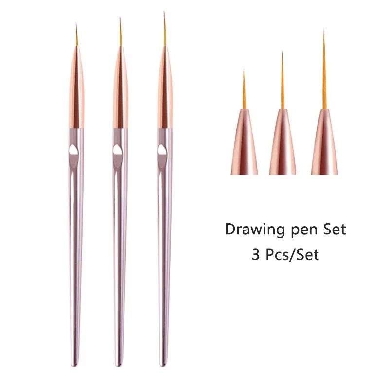 

3 pieces/set Acrylic French line brush, art brush, fine art brush, 3D nail tip, thin line painting brush