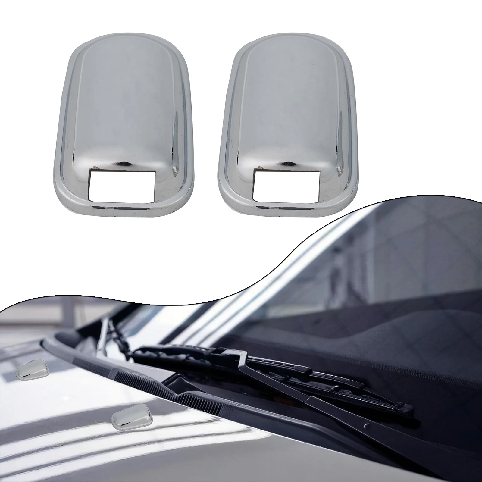 2 Pcs Car Chrome Windshield Washer Cap Wiper Nozzle Dec Cover For Ford Focus MK3 Automotive Accessories