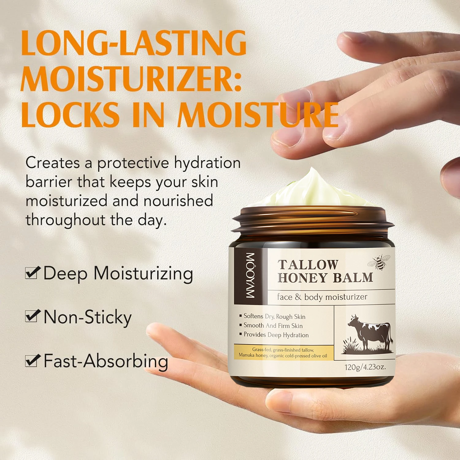 120 جرام لحم البقر طويل القامة لصق عميق مرطب اشراق مزيل التجاعيد العشب صالح طويل القامة العسل البري كريم وجه الجسم الجلد سيارة #5