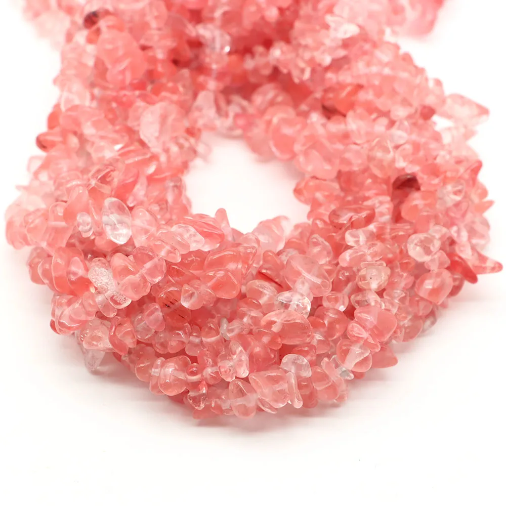 Drilled Holes Cherry Quartz Chips Stones 3-5-8mm Natural Irregular Gravel Crystals Freeform Gemstone for DIY Jewelry Accessories