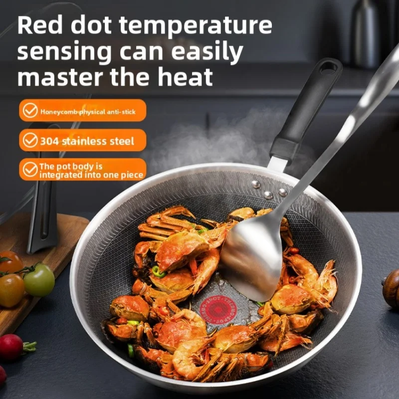 

Stainless Steel Wok with Honeycomb Non-stick Coating, Household Fry Pan for Induction Cooker Gas Stove