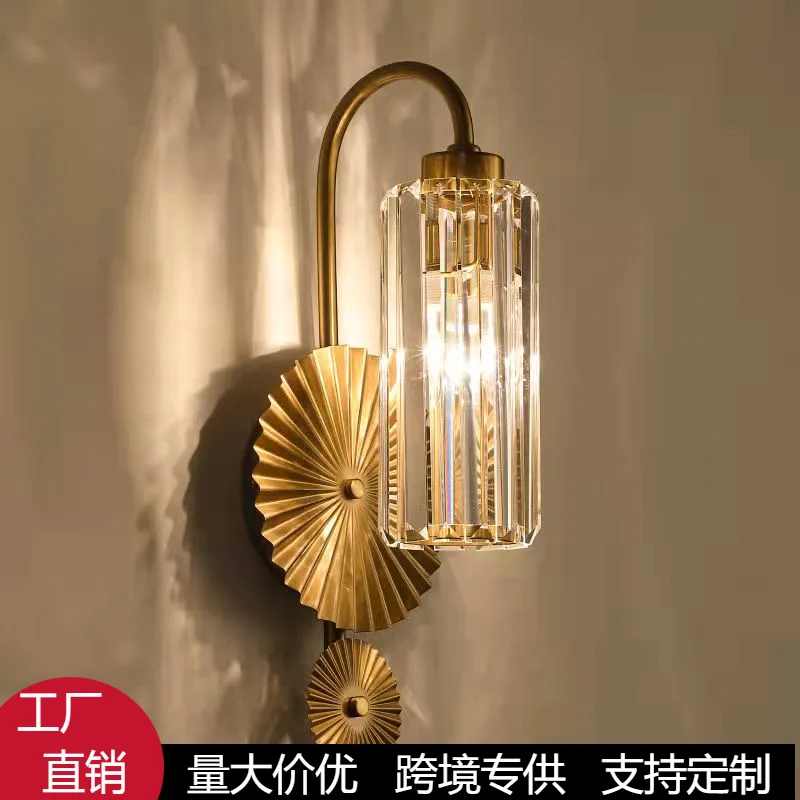 

Современный простой свет, роскошный хрустальный настенный светильник, американский ретро-прикроватный светильник для спальни, гостиной, фоновая стена, коридор, проход, стена