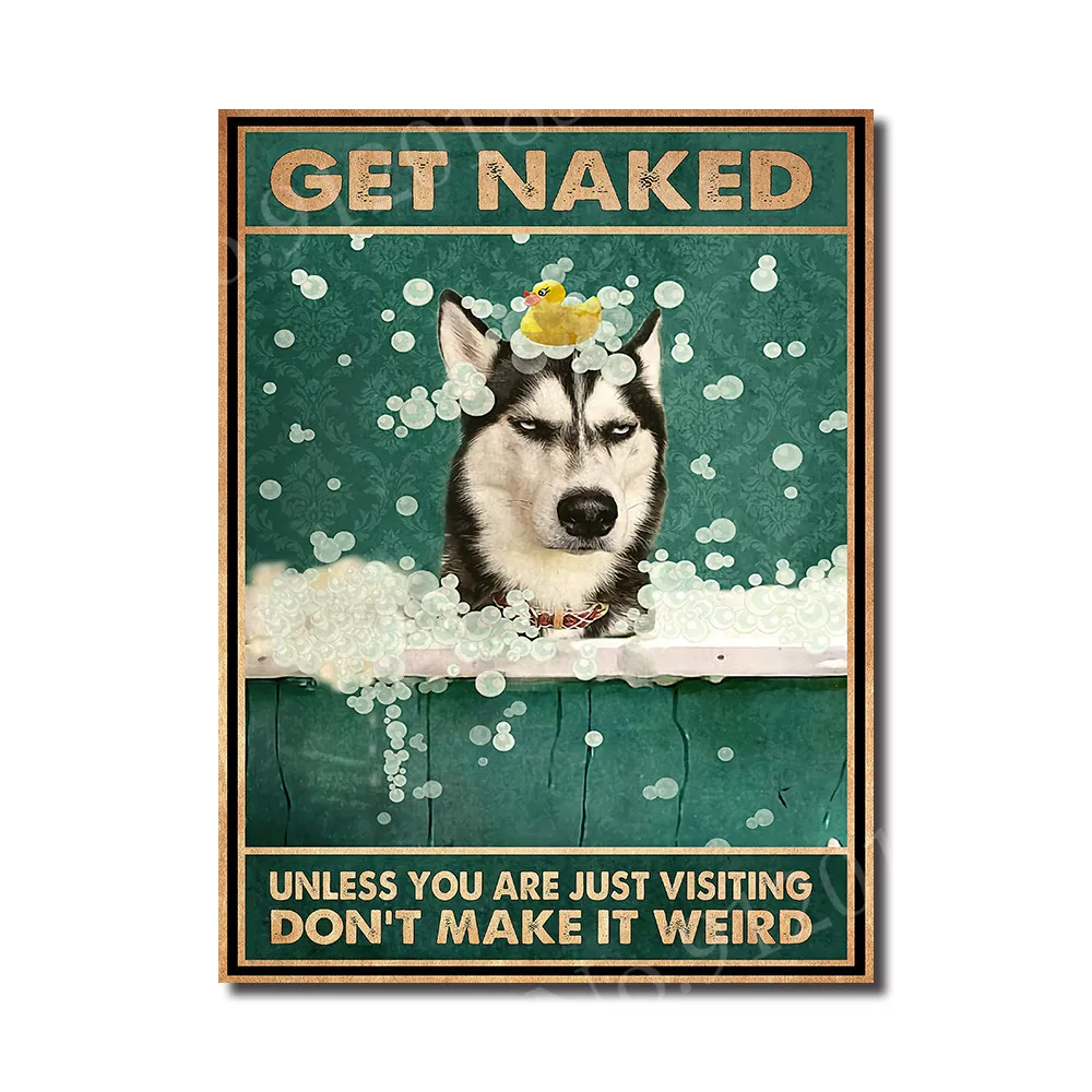 Husky Poster Metal Sign Dog Beware Wanted Metal Plaque Siberian Husky Tin Plate Vintage Home Pet Shop Yard Wall Art Decor 30X40