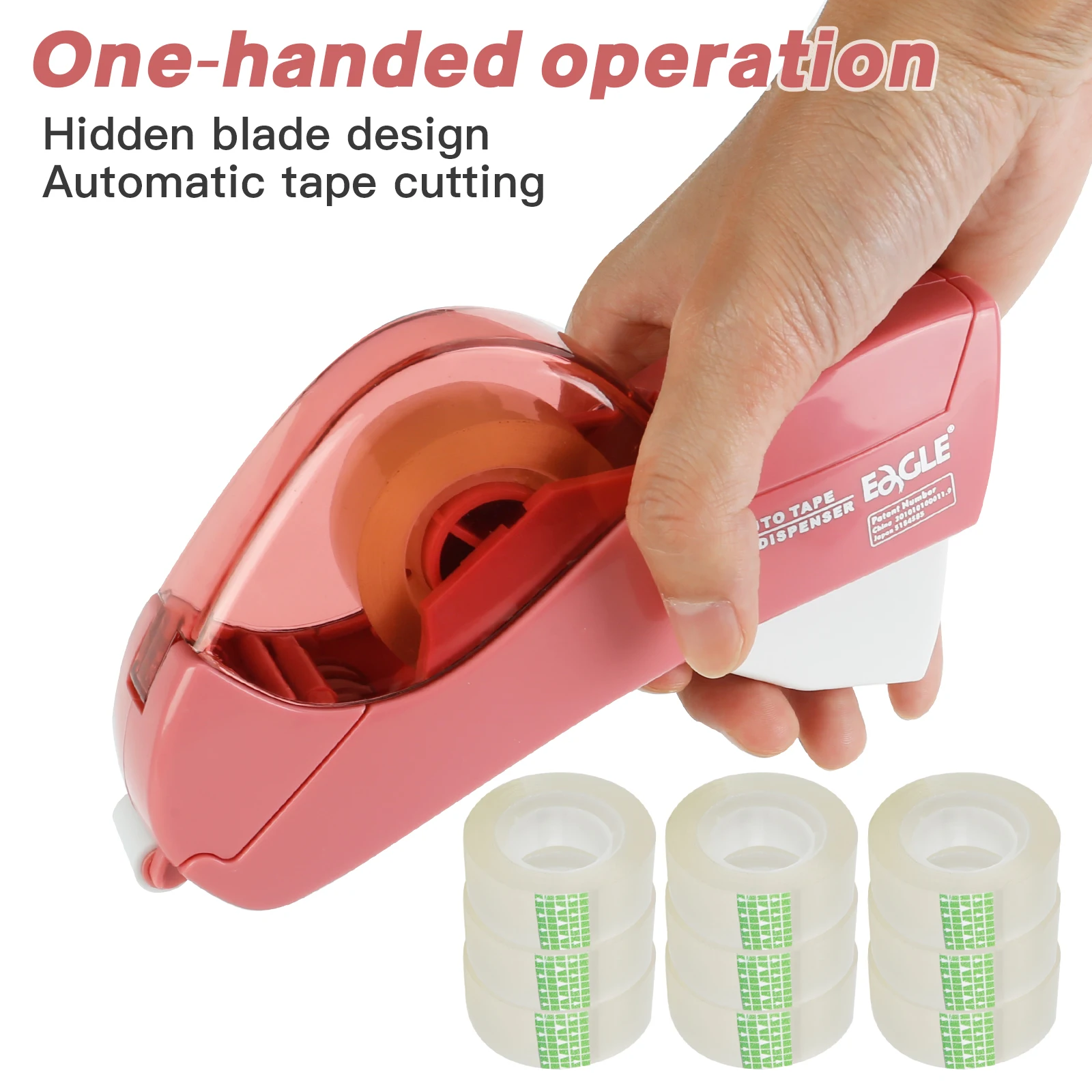 Auto Tape Dispenser Cutter With Tow Roll Tape Portable Stationery Hand Held Tape Holder For Wrapping Office Home School Supplies