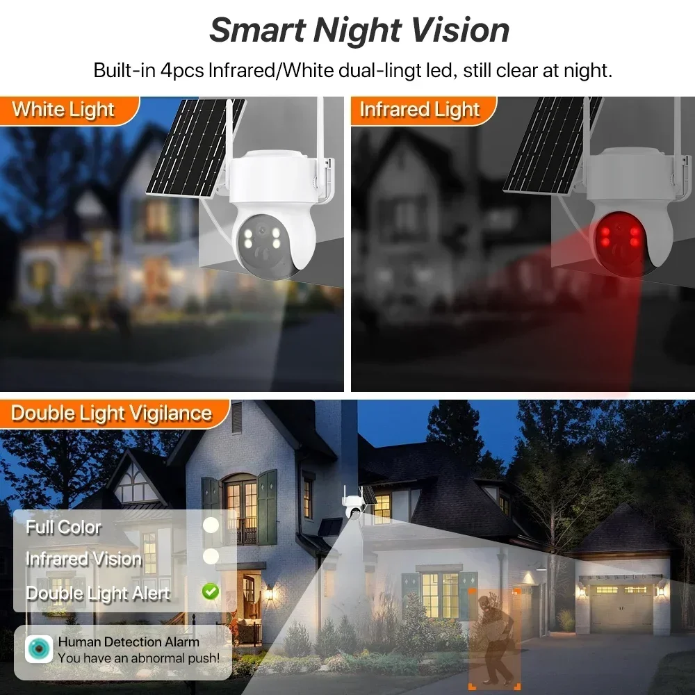 Wifi/Wireless IP Camera Solar Outdoor PTZ Security Camera 4MP HD Solar Panel Wireless Camera PIR Alarm iCsee cctv ir nightvision
