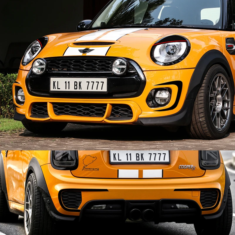 Acessórios do carro para mini cooper jcw f55 f56f57 peças de conversão exterior amortecedor dianteiro envoltório aberturas pára-choques adesivos decorativos