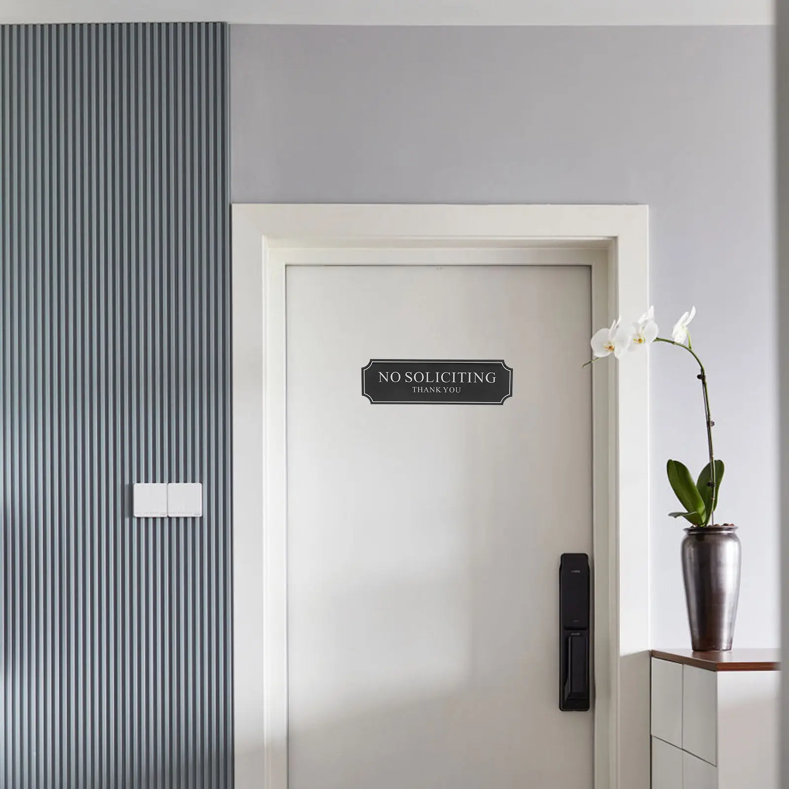 

Acrylic No Soliciting Sign for Front Door Self Stick on Plate No Solicitation Decal for Home Office Exterior Door Use Highly