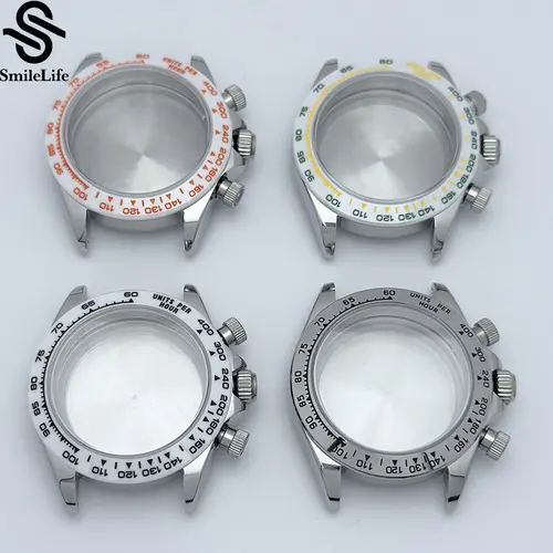SmileLife 39mm VK63 Silver/Black/Gold Watch Case Sapphire Glass Ceramic/Steel Bezel Fit VK63 Quartz Movement Watch Accessories - Image 5