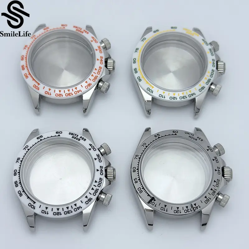 SmileLife 39mm VK63 Silver/Black/Gold Watch Case Sapphire Glass Ceramic/Steel Bezel Fit VK63 Quartz Movement Watch Accessories - Image 5