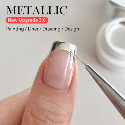 Imagen 2 del producto BORN PRETTY 5ml mejora fuerte pintura de plata esmalte de Gel metálico estilo francés Nail Art Soak Off Gel esmalte de uñas espejo plateado