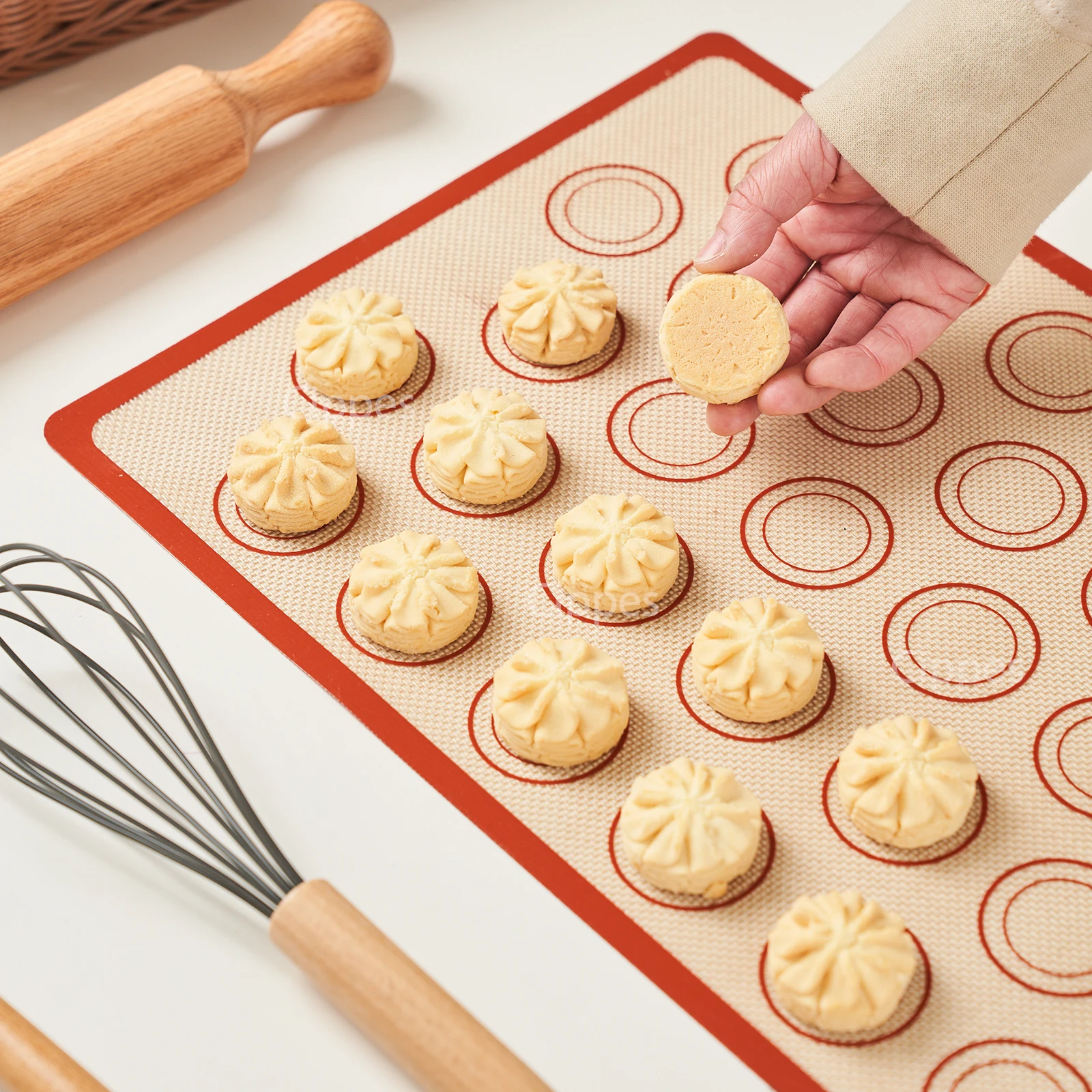 5PCS Silicone Baking Mat Set, Non-Stick, Reusable, Heat-Resistant, for Oven, Air Fryer, Baking Cookies, Macaron, Bread, Pastry