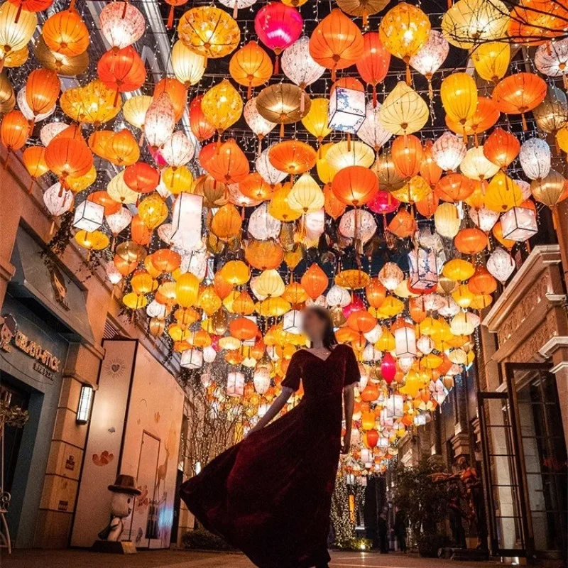 Flower Lantern Scenic Commercial Street Ancient Style Hanging Decoration Vietnam Outdoor Waterproof and Sunscreen
