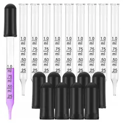 Conta-gotas de pipeta de vidro, cabeça de borracha reta ou cotovelo, óleo essencial de palha, suprimentos de laboratório, 1ml, 7pcs