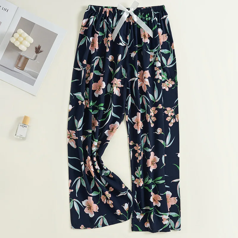 Women All Season Pants Sleepwear Casual Cotton Nightwear Novelty Outdoors Print Elastic Waist Home Wear Elegant Home Clothes