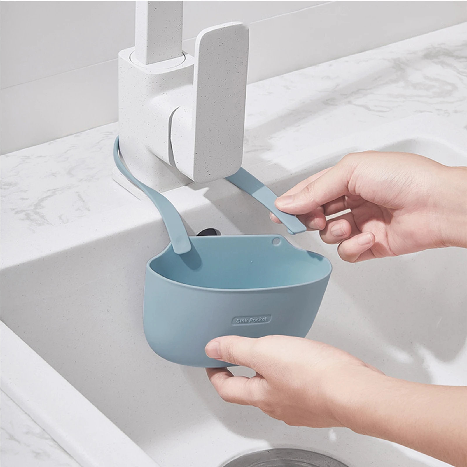 Kitchen Sink Sponge Holder Home Storage Drain Basket Single Layer Hanging Drain Basket Bag Bathroom Kitchen Accessories