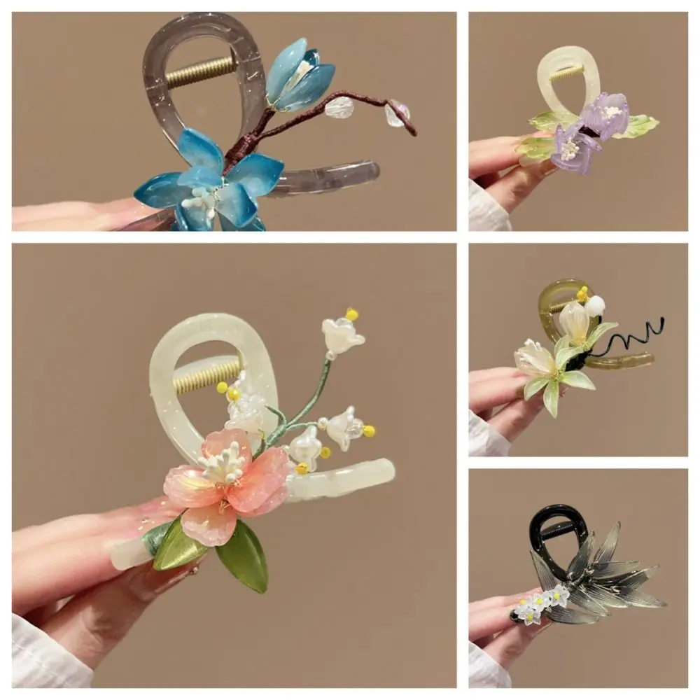 

Заколка-краб Hanfu для волос, заколка для волос в форме цветка, летние аксессуары, старинная заколка для волос, держатель для конского хвоста, китайская заколка для волос