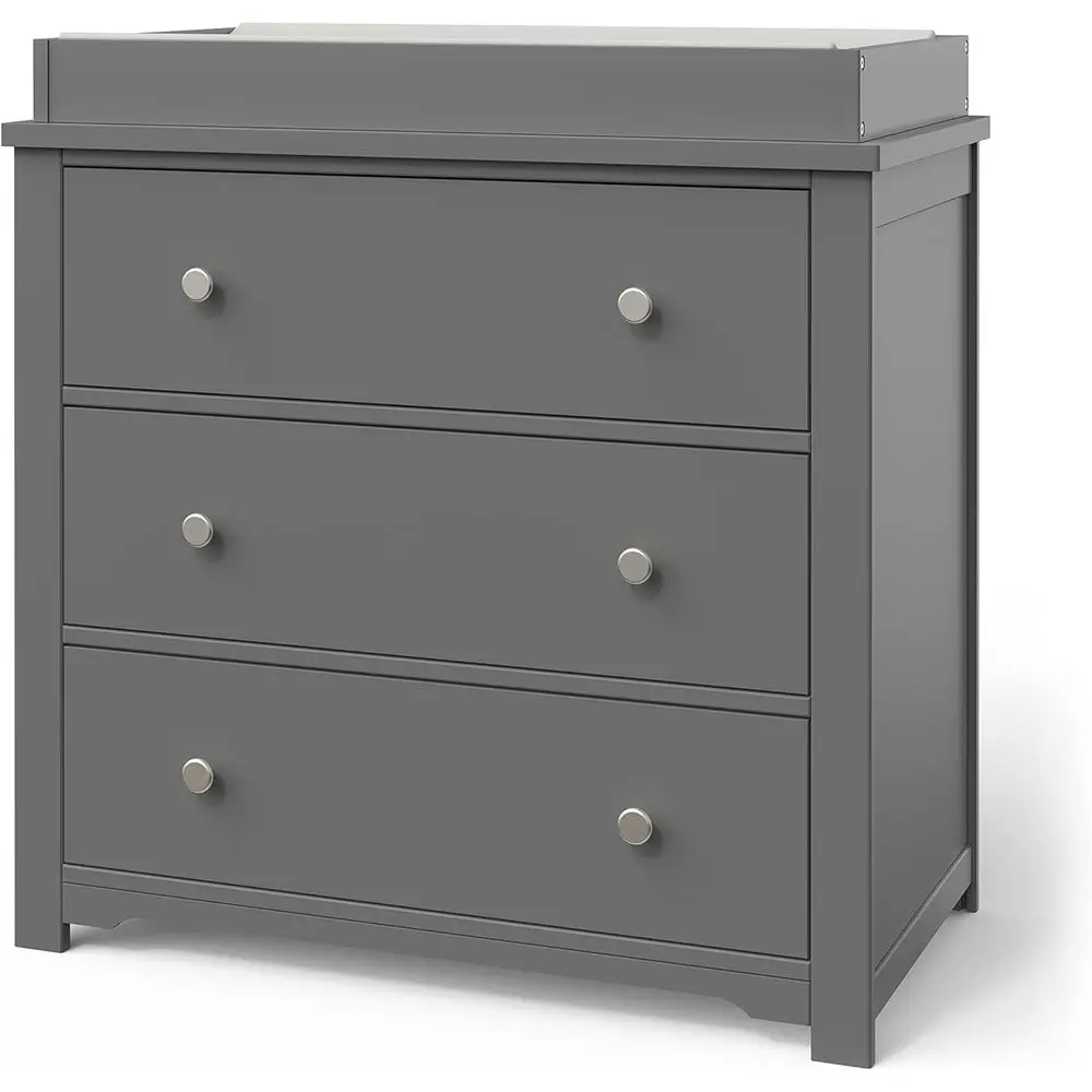 

38 Wide Nursery Dresser with Change Table, Glides, Safe Design, Cool Gray