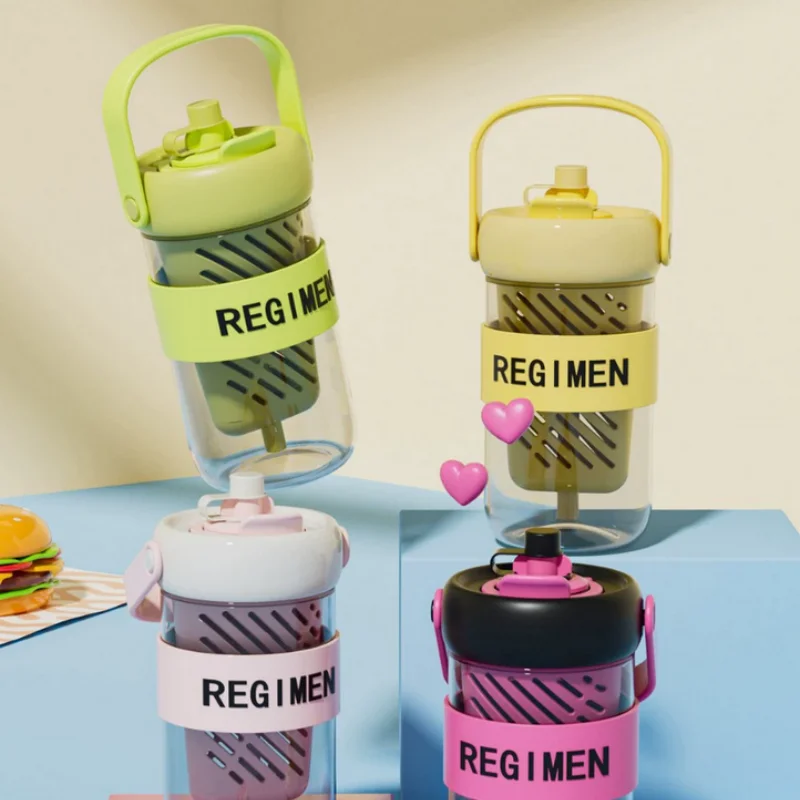 Large Capaci Plastic Water Bottle High Temperature Resistant Student High Aesthetic Value Leak-Proof, Lightweight & Portable