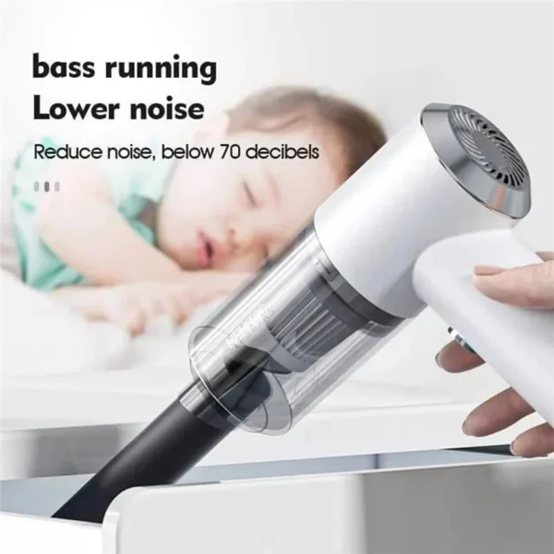 B25B 1Set Car Vacuum Cleaner Strong Suction Car Vacuum Cordless Rechargeable Wireless Handheld Black