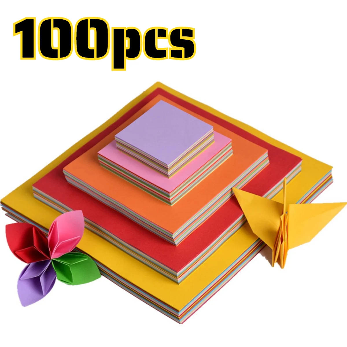 100 Pcs/Set Origami Paper Mixed Set DIY Supplies Colorful Handmade Paper Children's Creative Paper Cutting Handmad Material