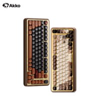 Akko MU02 75% Mountain Seclusion Wooden Mechanical Keyboard RGB Hot-swappable BT5.0/2.4G Wireless & Type-C Wired Gaming Keyboard