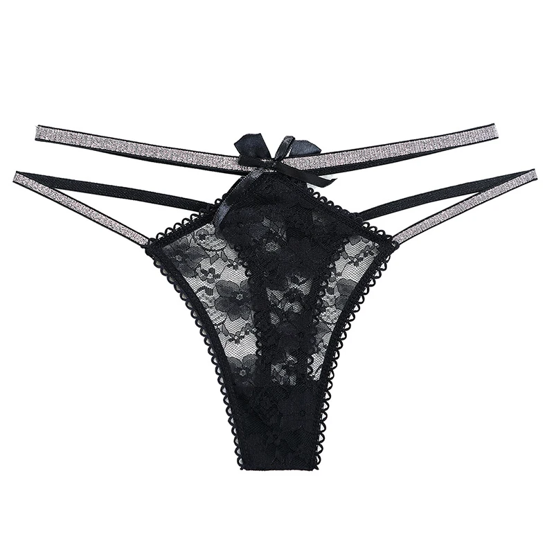 6Pcs Double bow sexy seductive panties Lace skinny belt thong hot low-rise breathable thong