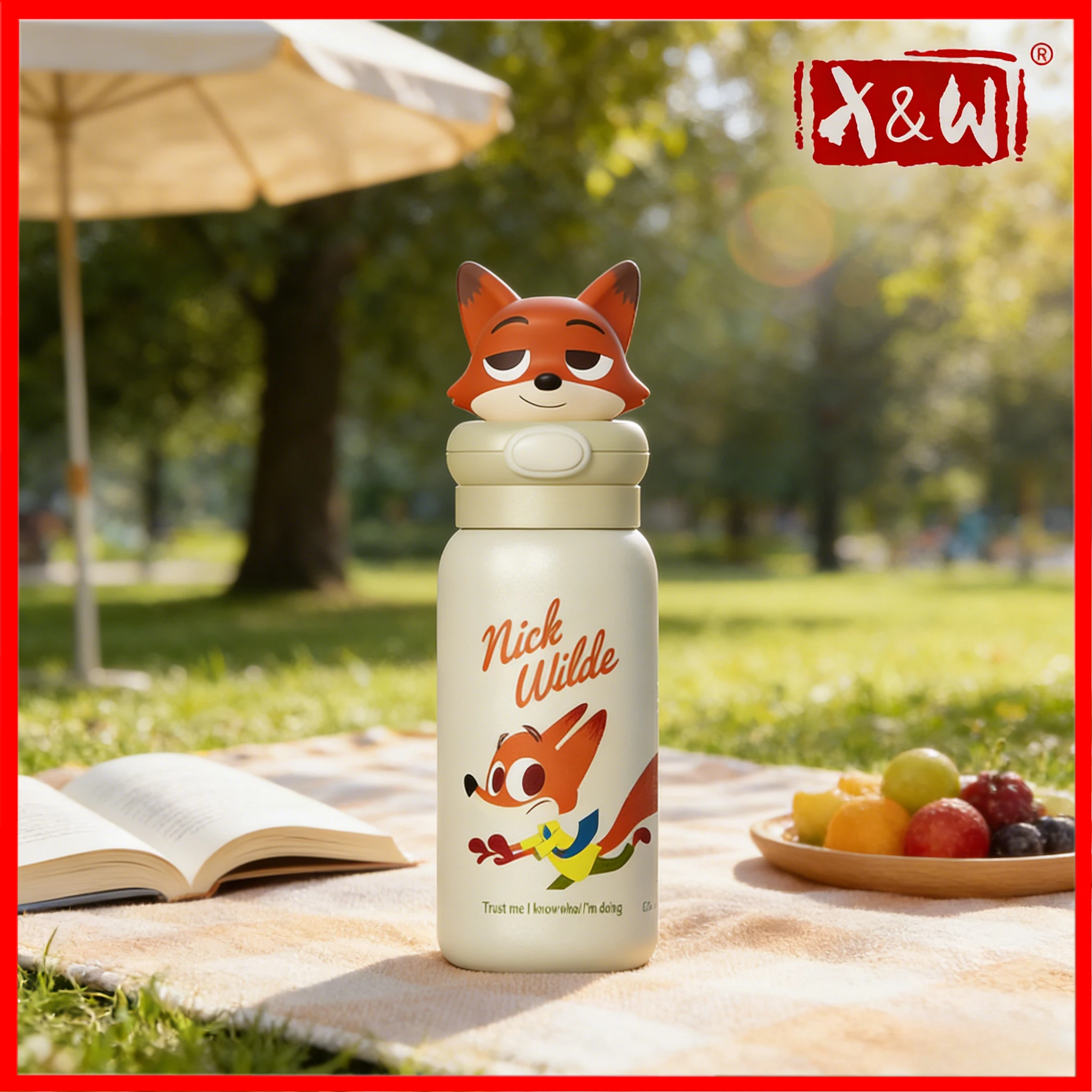 X&W 400ML Disney-Serie Puppenthermoskanne 316/304 Edelstahl + PP versteckter tragbarer Griff Design Wasserflasche Outdoor-Camping-Nutzung