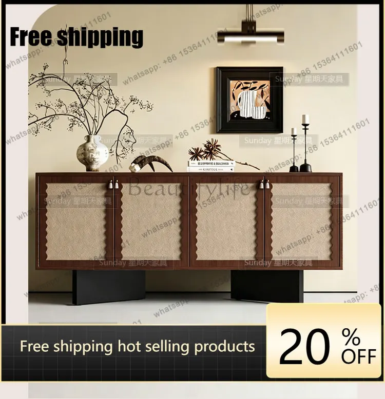 Factory Direct Nordic Rattan Large Capacity Side Cabinet Living Room Wall Design Locker