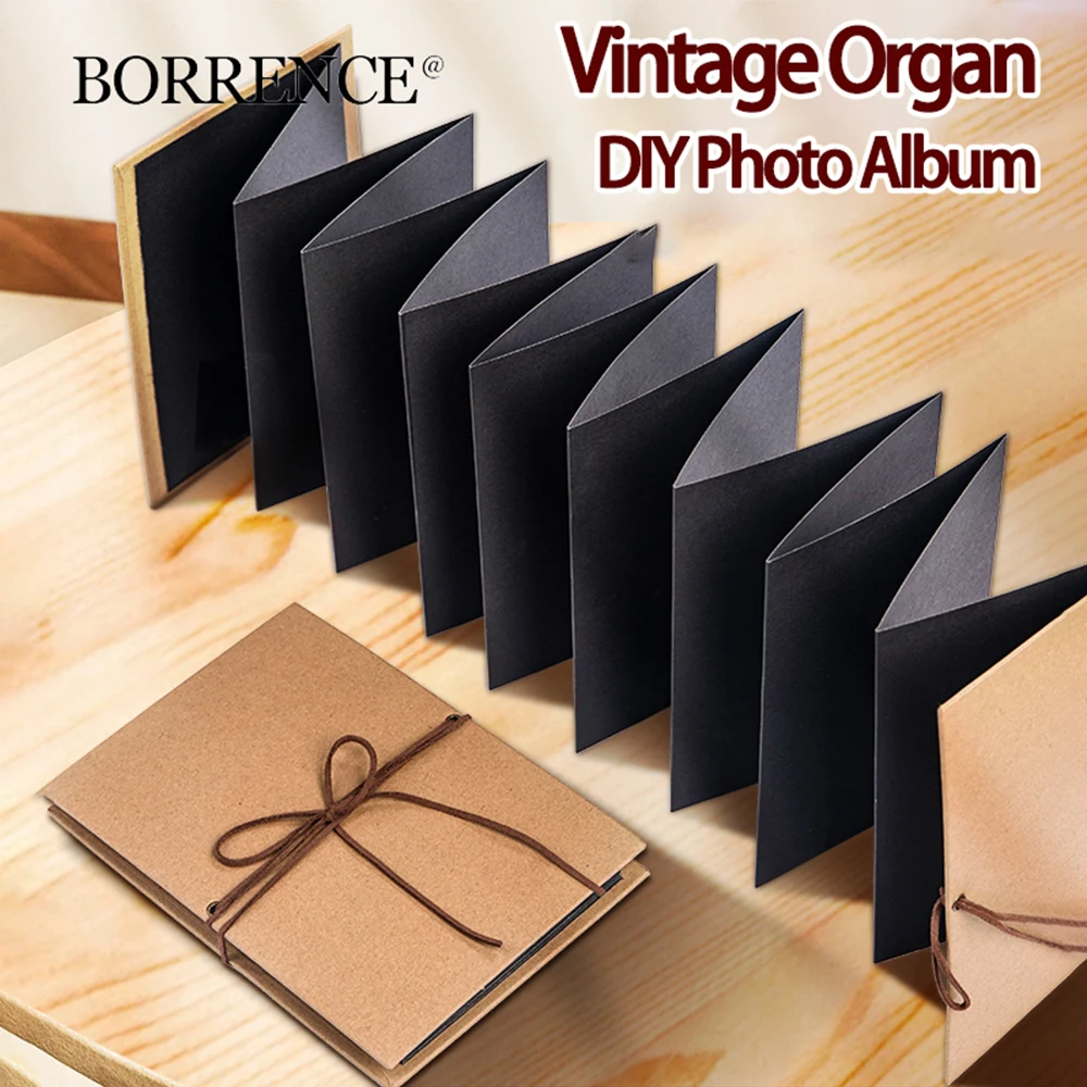 

Фотоальбом-органайзер на 16 листов, складной, для самостоятельного изготовления, с твердой обложкой из крафт-бумаги, для рисования, памятный, для фотографий