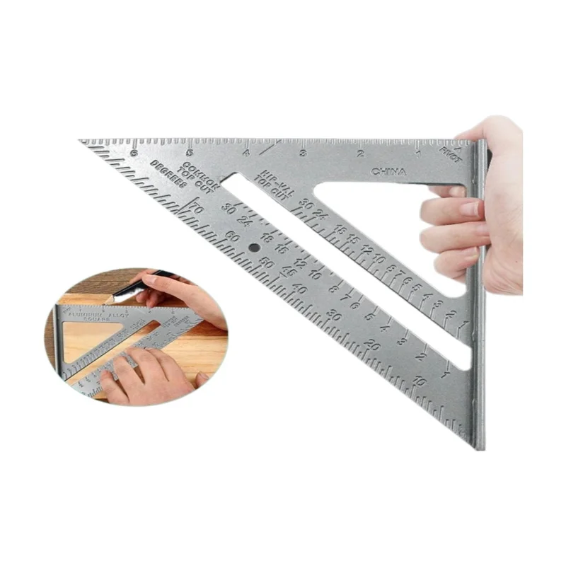 Verstärktes Dreiecklineal aus Aluminiumdruckguss - Präzisionsmaßstab Multifunktionales Holzbearbeitungs-Winkellineal