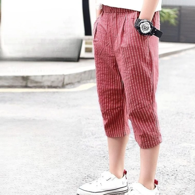 Summer Boys Thin Capri Pants Korean Style Casual Children Cropped Shorts Trendy 7 Points Pants  137