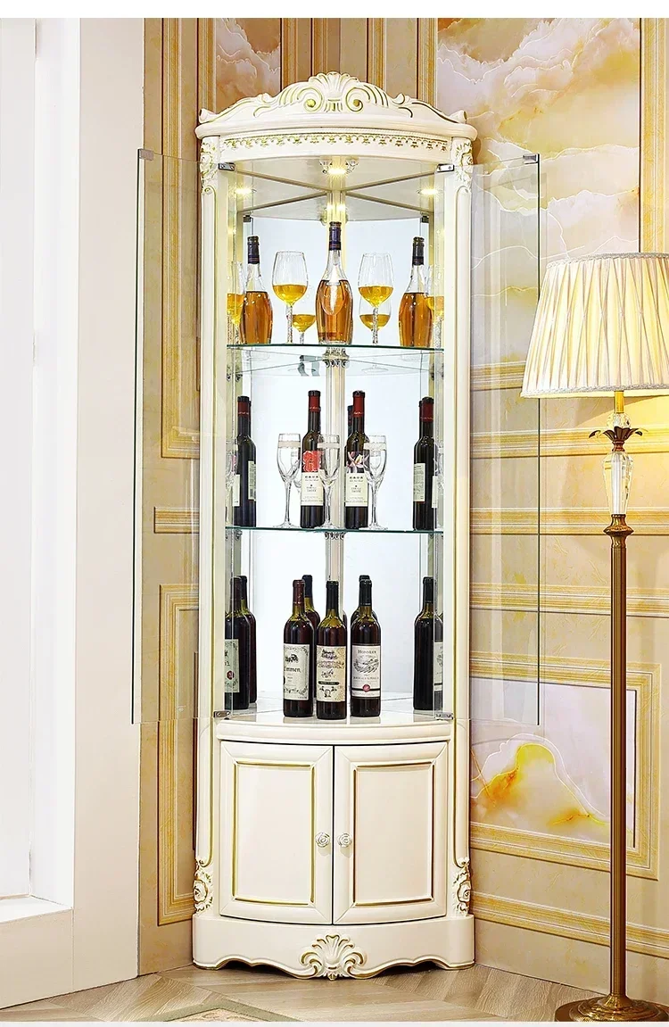 European-Style Retro Solid Wood Triangle Wine Cabinet Corner Corner Cabinet Triangle Living Room Corner