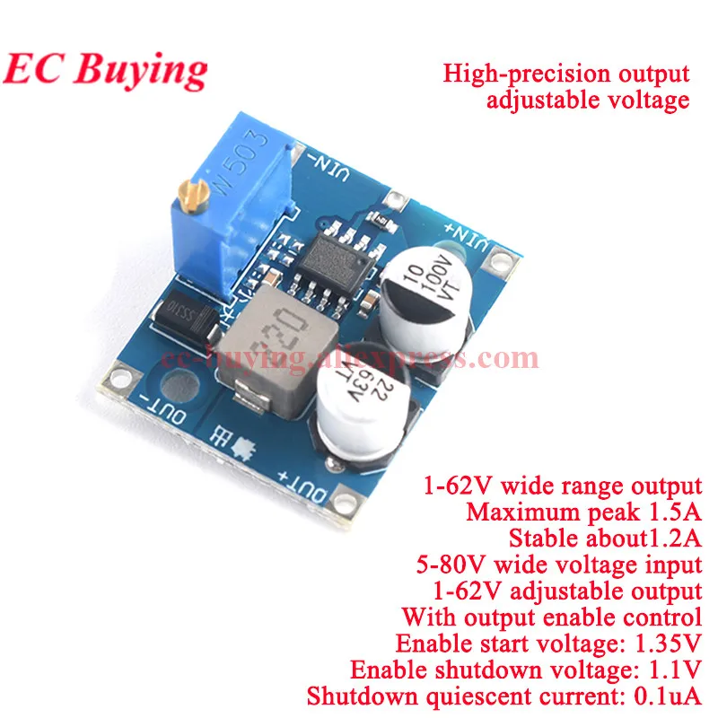 1-10 pces lx8015 DC-DC ajustável step-down buck módulo de alimentação placa entrada 5-80v a 1-62v 1.5a saída 5v 12v 24v adj super xl7015