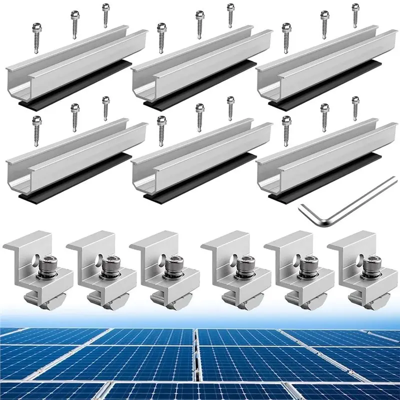 YANA50I 6-Piece PV Mounting Set-Solar Mounting Rail Kit For Roof-Mounted 30-For 35Mm Solar Panels Includes Mid-Clamps And Wrench